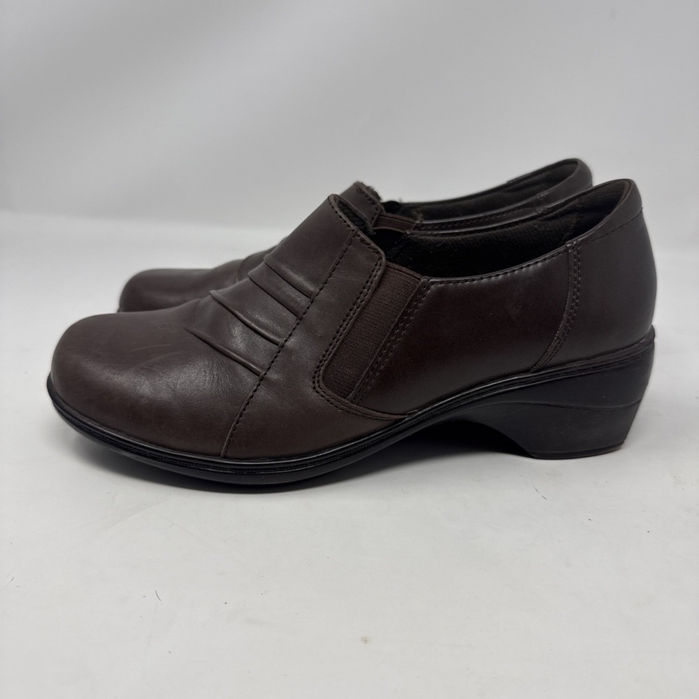 Thom McAn brown leather slip on chunky heel comfort shoes Women's US 8 M - Picture 3 of 12
